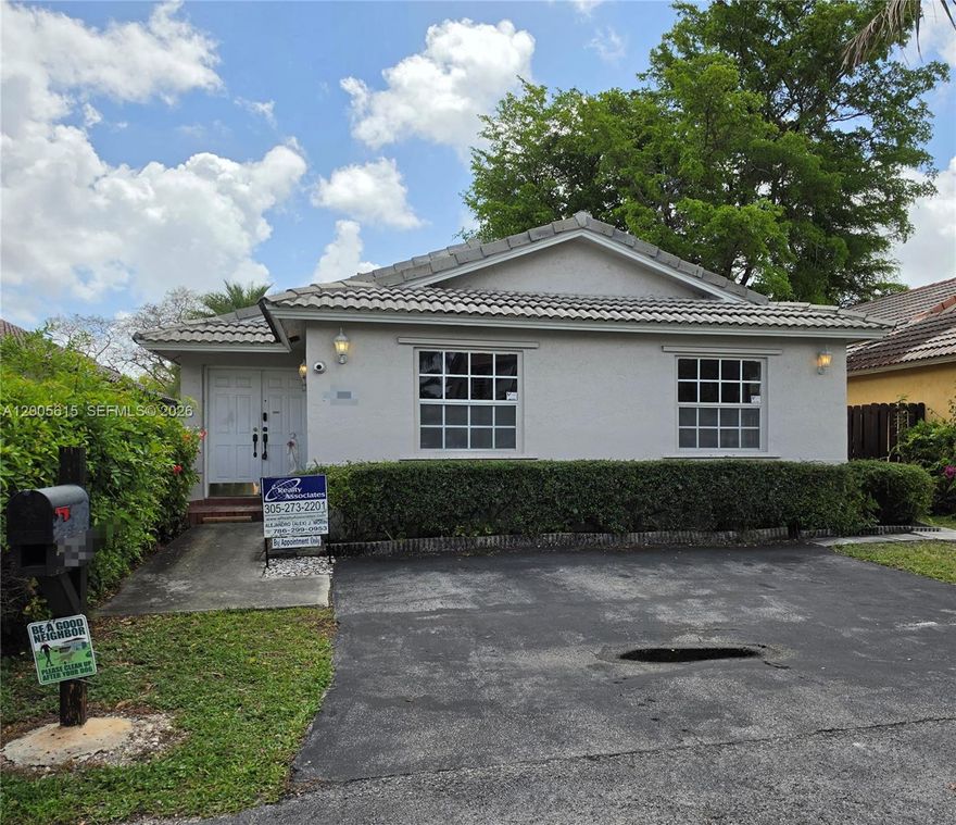 Opportunity in West Kendall! Discover a hidden gem nestled in highly sought-after area in Lakes of the Meadows, Le Mirage, between Bird Rd & Miller Dr! This property is in need of full renovation, a 3/2 and a large rear patio deck, with lots of potential awaiting your personal touches!
REQUEST VIDEO TOUR BEFORE YOUR APPT! **Agents Submit Offers on current FR/BAR As-Is vers. Contracts, use REQ'D DOCS: MDC UNINCORP. FLOOD & FL FLOOD RIDER, BUYER INSP NOTICE, BUYER DISC, BUYER POF; See SPDS attachm.** [PLEASE READ THOROUGHLY & REFER TO ALL SUPPLEMENTAL REMARKS]