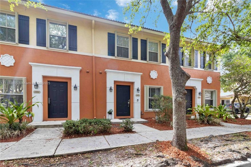 Discover this charming townhouse 2 beds-2.5 baths with a bright and inviting living room with comfortable seating. Seamless flow from the living area to the dining and kitchen spaces, sleek grey cabinetry and stainless steel appliances with elegant marble countertops. Attractive curb appeal with well-maintained landscaping and outdoor access. This property is perfect for comfortable, modern living in a serene environment! All windows have accordion shutters for protection from hurricanes, and there is a pool in the community.