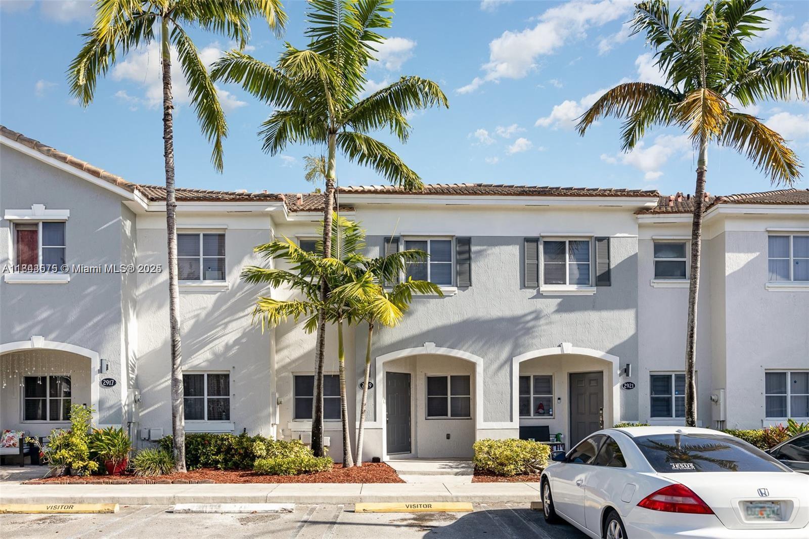 Two-story townhome with 2 bedrooms and 2.5 bathrooms in the highly sought-after gated community of Venetia Groves. Spacious Living room. The kitchen features an island, a pantry and plenty of cabinets. The powder room and designated laundry room are located downstairs. Primary bedroom includes a full bathroom and a walk-in closet. Secondo bedroom with walking closet and bathroom also. The home features tiles downstairs and laminate floors upstairs. Enjoy a beautiful community pool and 24-hour security. Conveniently located near top-rated schools, restaurants, shops, hospitals, and parks. Minutes from US1, Florida's Turnpike, Homestead Baptist Hospital, and the Florida Keys. A new Publix supermarket is within walking distance. Easy to show.