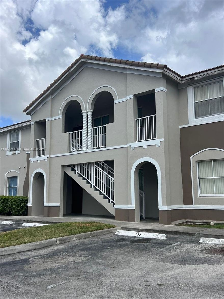 Beautifully unit in a gated community! Spacious 2 bedrooms and 2 full bathrooms, conveniently located on the first floor. Washer & dryer inside the unit for your comfort. Community pool available for your enjoyment.