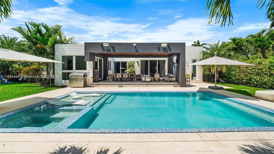 Welcome to your dream modern oasis in the heart of Miami Shores! This stunning home boasts a spacious living
 area of 2,559 sqft, featuring 4 luxurious bedrooms and 5 well-appointed bathrooms. The contemporary kitchen is
 a chef's delight, perfect for entertaining. Step outside to enjoy the covered outdoor terrace, complete with a
 television for al fresco movie nights, and a sparkling pool, ideal for relaxation and gatherings. Situated on a
 generous 11,700 sqft lot, this property offers ample space for outdoor activities and landscaping potential. Don’t
 miss the opportunity to own this modern gem in a vibrant community