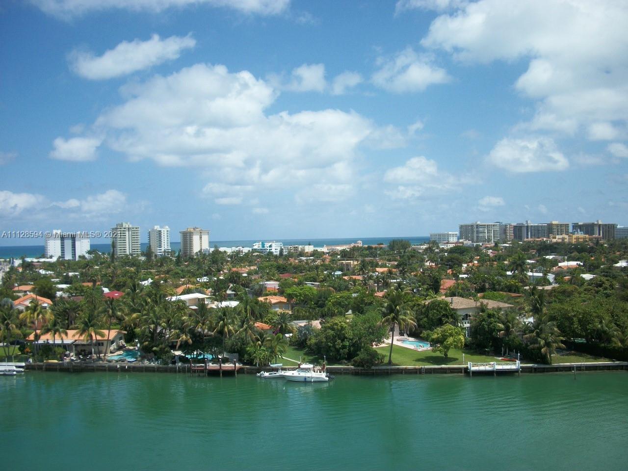 Breathtaking views of the Intracoastal and Ocean from all Rooms in this Spacious 2 Bedroom 2 Bath 9th floor condo with large open balcony. This bright and airy condo is tiled throughout. The Mediterranean is a wonderful Mimo Building that has incredible character with gorgeous landscaped pool on the Intracoastal waterway. Secure lobby with telephone entry. Free Washer/Dryer on every floor. Great Neighborhood with an A rated school. Walking Distance to the Beach, Bal Harbour Mall, Surfside Shops and Houses of Worship.