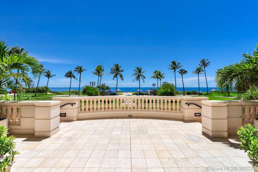 This unique ground floor unit in a charming boutique building with only 24 units. The 3 bedroom/3.5 bath unit boasts 5,100 sqft of interior space with a one of a kind ocean front, ground floor and center stacked. Enjoy the luxury of having your own private beach steps away from your door.Magnificent open and spacious living area, expansive terrace, large master suite and bath with direct beach and ocean views. Fisher Island amenities include world class golf, marina, tennis, and more.