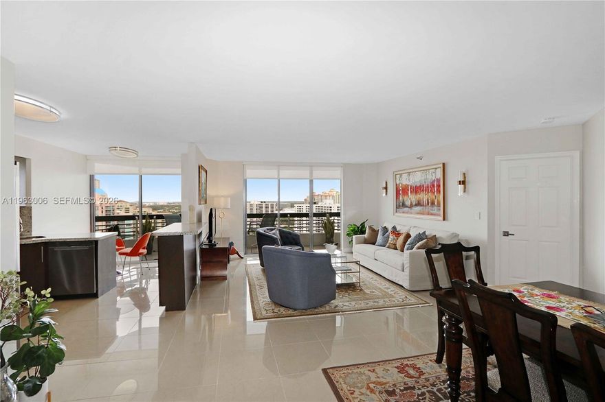 Exceptional Waterfront Living with Panoramic Views! This stunning 2-bedroom, 2.5-bath condo offers sweeping views of the bay, Intracoastal, and ocean. Bright, spacious, and meticulously maintained, it features stainless steel appliances, a full-size washer and dryer, tile flooring in living areas, and laminate wood floors in the bedrooms. Enjoy resort-style amenities including a heated pool, state-of-the-art fitness center, spa, tennis and pickleball courts. Secure building with assigned parking and 24/7 valet service. A rare opportunity to own a turnkey waterfront residence offering an unparalleled lifestyle.