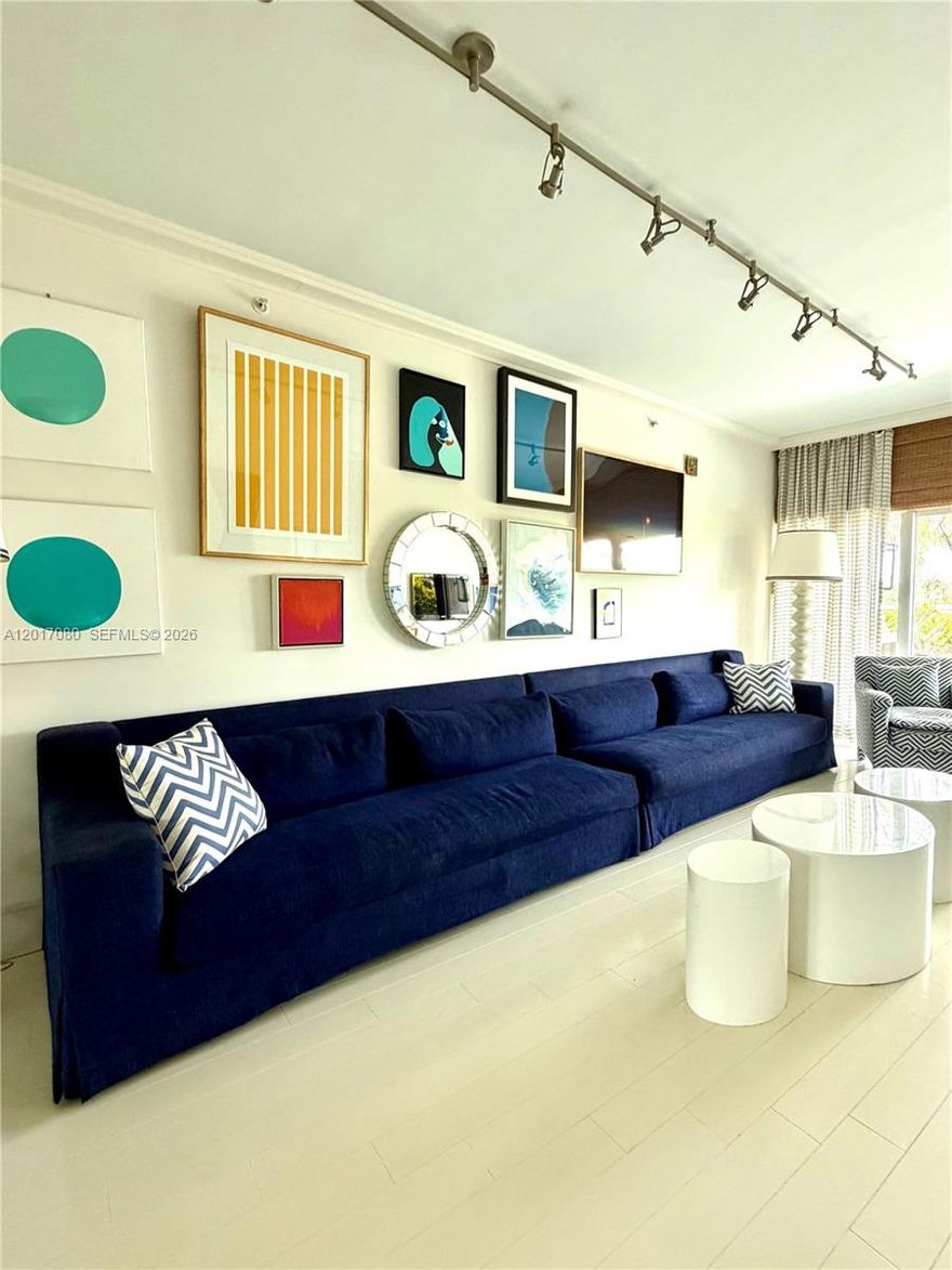 Unique boutique building located within walking distance to the beach, fine dining, supermarkets  and everything that blooming North Beach has to offer. This jewel-box residence has been featured in House Beautiful, and opportunities to own a unit like this are rarely available.
This spacious 2-bedroom, 2-bath residence features a separate office and an expansive private terrace overlooking Biscayne Bay.
Residents enjoy exclusive amenities including a waterfront fitness center, sauna with bay views, secured parking, front-door concierge service, and boat slips upon availability.
This exceptional unit will not last!