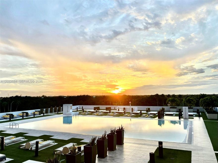 Spacious One bedroom + Den (perfect for office or extra bed), in desirable Downtown Doral. Filled with Sunlight and views of the beautiful Landscaped Pool and sunsets. Top of the line finishes, white porcelain tiles throughout, quartz countertops, European Cabinetry and Stainless Steel appliances. Elegant building with marble floors, 24 hr security guard, valet parking. State of the art Gym, Sauna, Spa. Massage room, Party Lounge, Social Club Room, Swimming Pool, Kids room, business center and much more. Walk to all the great and exciting restaurants, the new University of Miami Health Center, Doral Cultural Arts Center, Downtown Doral Charter Elementary School and much more.
