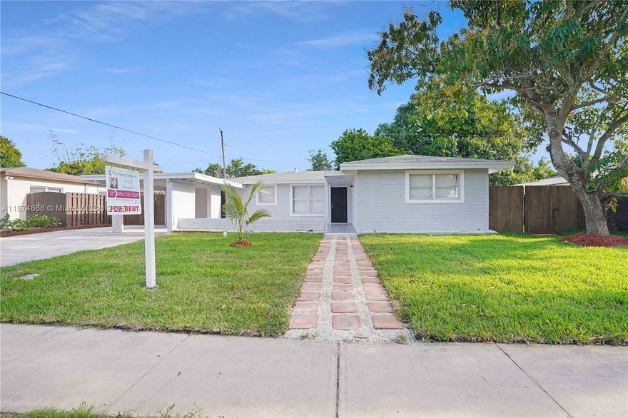 Spacious 3-bedroom, 2-bath single-family home in highly sought-after Fort Lauderdale, just 15 minutes to the beach! Located in a calm, quiet, and safe neighborhood with top-rated schools, this home offers a bright, open layout with plenty of natural light. Lawn care and high-speed internet are included for easy living. A small side studio is separately rented, providing privacy and a peaceful atmosphere. Conveniently close to shopping, dining, major highways, and entertainment. Perfect for families or anyone looking to enjoy the South Florida lifestyle!
