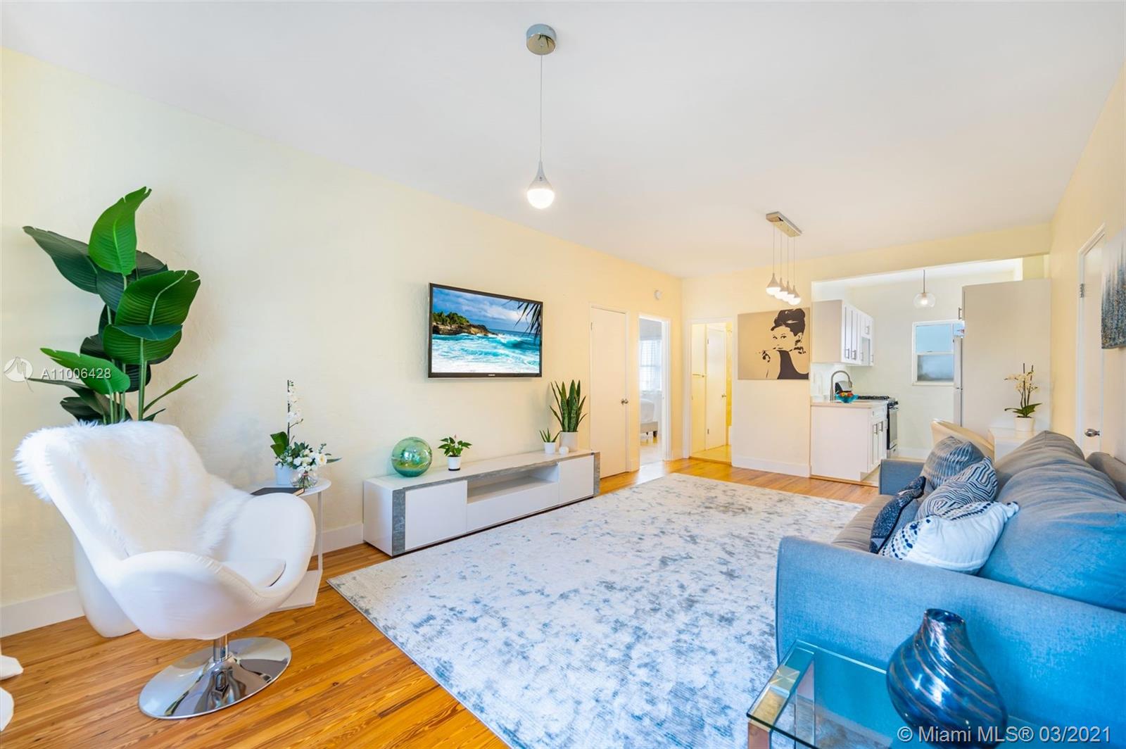 A truly charming, light-filled space, this renovated 1 BR on Pine Tree Drive is a special opportunity available today. Just two blocks from the Atlantic Ocean and across the street from an open space park, this Art Deco residence is a great place to spend time. Live in a relaxed, pet friendly building and take advantage of the perks of oceanside living in Miami Beach! Here on Lower Pine Tree you're free to enjoy your days strolling along the boardwalk, dining at nearby restaurants, shopping at Lincoln Road or taking in cultural experiences at the Bass Museum. The unit itself is fully renovated and has three walk in closets, access to a private shared courtyard plus generous residential parking available at your doorstep. Come see what this little pocket of Miami Beach has to offer.