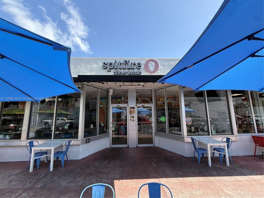 MIAMI BEACH PRIME LOCATION (next to Five Guys) Mediterranean street food restaurant For Sale - SPITFIRE, generating $50,000/month in gross sales with $75k annual rent. This established business comes with a 5+5 year lease (2024–2029+) and an attractive asking price of $390,000. for a total of indoor and outdoor space of 1,300 sqft and 30 approved seats. Located in a high-traffic area on the corner of Washington Ave, Miami Beach, neighbors with FiveGuys Fast Food Restaurant & Taco-Rico Mexican Restaurant. It's fully equipped with a grease trap and hood, allowing easy transition to any food and beverage concept. The sale includes the existing LLC, complete with a valid restaurant business license, a seamless opportunity for an owner-operator or investor.