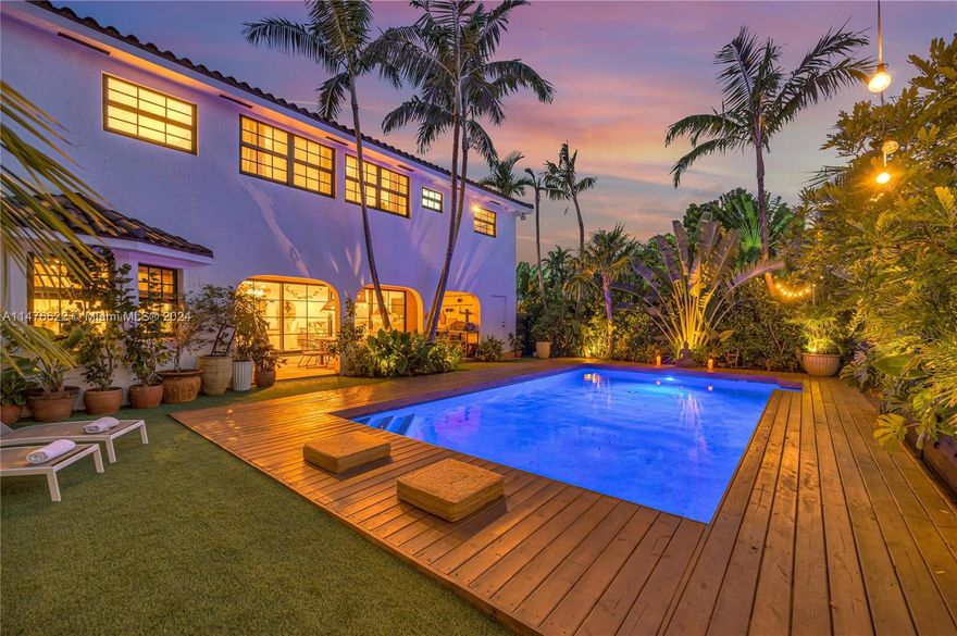 Presenting the Miami Beach waterfront home in the guard gated, private island of Biscayne Point. Largest home on the canal with 5 beds, 4.5 baths,5200+ SQFT, 60 FT of water coupled with a modern designed home, fully remodeled backyard, stackable rear floor to ceiling doors that open entirely for an indoor/outdoor al fresco experience w/ views of the lap pool, new dock & decking. Hurricane impact windows & doors throughout, entire home remodeled in 2022! 9000 SF lot of an lush landscaping,  home includes a floating jet-ski dock & crane, yoga/meditation room, music room gym, smart home & so much more! Walk to the beach & quick drive to Bal Harbour Shops, cafes, dog parks & schools including Lehrman school. Easy to show & motivated Sellers!