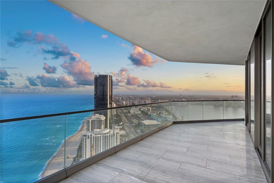 This elegant 2-bed, 2.5-bath, 1,709 SF residence offers stunning ocean and Intracoastal views from floor-to-ceiling glass and an expansive terrace. Featuring interiors by Giorgio Armani, the unit boasts an open-concept layout, Italian-designed kitchen by Armani Dada, Sub-Zero/Wolf appliances, and high-end finishes throughout. The spacious primary suite includes direct access to the terrace, custom walk-in closets, and a luxurious spa-inspired bathroom with a tub, dual vanities, and marble finishes. The second bedroom is also en-suite, offering privacy and comfort for guests or family. Residents can enjoy world-class amenities.
Located in the heart of Sunny Isles Beach, this residence offers a truly elevated lifestyle with proximity to fine dining, luxury shopping, and premier schools.