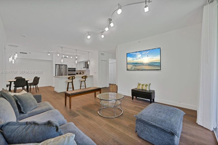 Totally NEW and upgraded 3 bedroom/2 bath unit with lovely private outdoor patio! Unit has been totally renovated to include new kitchen with high end appliances, new bathrooms, flooring, lighting and more. This spacious unit has a large kitchen island and separate dining area for entertaining. The flow of the space is incredible! Large walk-in closets and washer and dryer in unit. Unit has simple and modern furniture. Flexible lease terms available, short or long-term rental. Community offers many amenities including pool area with BBQ, fitness room, kid play area, and tennis court. Amazing location, walk to Aventura Mall, enjoy the fitness track around the circle, 5 min to the beach and walk to shops/restaurants.