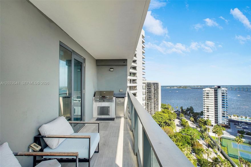 Corner Wraparound Brickell Residence
Marvelous modern 1 bed with 1 full and 1 half baths corner unit at the Luxury ECHO Brickell Condominium, offers beautiful views toward Simpson Park, Biscayne Bay, and Brickell Avenue. The residence features marble floors throughout, Italian kitchen cabinetry with top-of-the-line appliances, an integrated coffee machine, custom mirrors, smart iHome tablet system for blinds, Venetian plaster walls, electric shades, and keyless entry. An expansive wraparound terrace, among the largest in the building, features a summer kitchen and offers an ideal setting for entertaining or enjoying the views. Building amenities include a pool and bar deck with 360-degree panoramic views of the bay, ocean, and city, as well as a fitness center, gym, and spa club with beautiful views. Resort-style living is complete with concierge services and more. The residence includes 1 valet parking space.