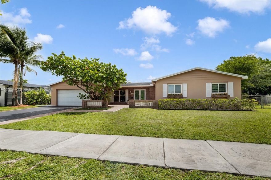 Beautifully Updated Home in the Highly Desirable Village of Kendale! This move-in ready 4-bedroom, 2-bath residence showcases thoughtful upgrades throughout, including a beautifully remodeled kitchen designed for both everyday living and entertaining. Enjoy the benefits of full impact windows and doors, a tankless water heater, and a generator hookup for added efficiency and peace of mind. Bright living spaces create a welcoming and functional layout. Step outside to your private backyard oasis with a sparkling pool, covered patio, and an oversized lot—perfect for relaxing or hosting gatherings. Tucked away on a quiet cul-de-sac, the property also includes a storage shed and ample outdoor space. Ideally located near a top-rated elementary school, a beautiful park, and convenient area shopping. This home offers the perfect blend of location, upgrades, and lifestyle.