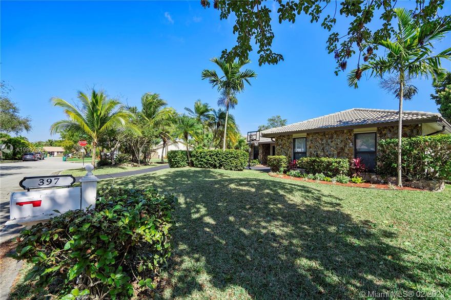 Live the South Florida lifestyle in this spacious, Coral Springs home. Updates and upgrades galore! This well maintained, 4 bedroom 3.5 bath home with beautiful vaulted, tongue and groove ceilings, also includes an additional office and bonus room for a gym, 5th bedroom or 2nd office. Expanded, updated kitchen with stainless appliances, bonus wine fridge and beautiful granite countertops is an entertainers dream. Newly remodeled bathrooms, floors & fresh paint in and out. New duel a/c's and water heater. All bedrooms are oversized with walk-in closets. The master suite overlooks the serene (salt system) pool and screened in patio. Home sits on a corner lot with mango, banana, fig & avocado trees, a fenced dog run, butterfly garden, and landscape lighting in this well kept neighborhood!!