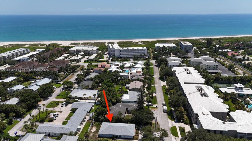 Multi-family income-producing property on Vero Beach's barrier island. This concrete block property is fully rented across a 2-bedroom/2-bath, a 2-bedroom/1-bath, and a private efficiency with its own kitchen and bath. All leases are month-to-month, offering a new owner full flexibility to adjust rents, reposition units for seasonal or short-term use, or continue collecting steady cash flow from day one. Deeded beach access is just half a block away via a private walkway to one of the Treasure Coast's most desirable accreting beaches. No HOA. RM-10/12 zoning. 2,400 square feet of total living space. Close to South Beach dining, Publix, Fresh Market, and Ocean Drive's boutique shops. Multi-family opportunities like this rarely surface on the barrier island — schedule a private showing today.