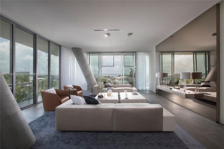 Located in one of Miami’s most iconic new buildings, this unit is impeccably decorated and leaves nothing to be desired. All furnishings and Art are included in price.  The Grove at Grand Bay comes with top-of-the-line amenities including a state-of-the-art gym, spa, pet spa, five swimming pools, and 24-hour security. Designed by one of the world’s most celebrated European architects, and pays homage to American architects of the 20th century who pioneered the modernist idiom. The ethereal quality of the building is created by the innovative use of glass and an astonishing 12-foot-high ceiling height throughout with over 1,200 sf of balconies. 4 bedrooms plus maids quarter 5 and a half bathrooms.