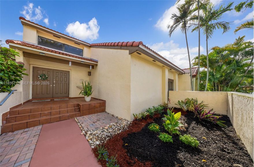 Welcome to this stunning, modern remodeled townhome in the heart of Miami Lakes! This townhome features 2 beds 2.5 baths, plus a sunroom under AC with sliding glass doors leading to a private back porch. Step inside to the soaring 20 ft ceiling living room with a cozy wood burning fireplace that features brick detailing. The open kitchen offers solid wood cabinetry, modern appliances and white-quartz countertops and island. Also featuring dual master suites, one on each floor for privacy. Electrical, AC, Water Heater, Roof, Appliances, Washer/Dryer all 2021. Low HOA with resort style amenities including a guard gate, pool, serene lake, gym, sauna, clubhouse, tennis courts, basketball court & park! A dream!! No HOA approval. Brand new landscaping, fresh interior paint. Welcome home!