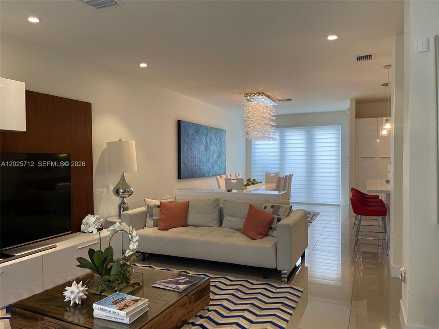 Rented until June 15 2027.Beautiful 2 level townhome at Landmark, fully furnished with high quality furnishings and carefully decorated, waiting for someone to call it home. This home includes Vivant Smart Home & Security System, Doorbell Camera, Custom California Closets, New Custom Hardwood Flooring, 4 Modern Chandeliers, Washer & Dryer, Club House with Full Gym, Pool, & BBQ, and plenty of guest parking.