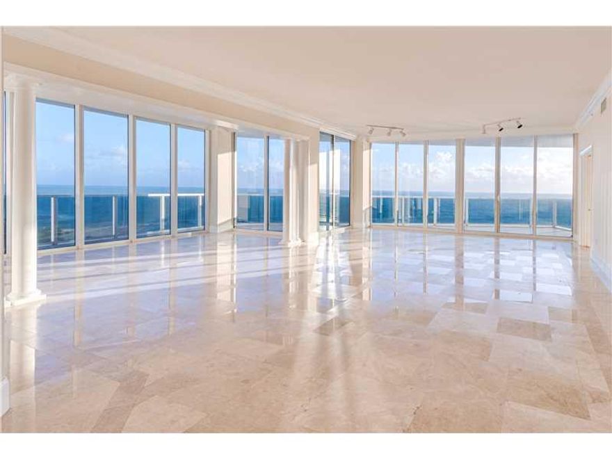 Spectacular Ocean Views! For as far as you can see! Beautiful Bellini condo in Bal Harbour. This 3 bed/5.1 bath boosts 3820 SF of luxury with the finest upgrades, high ceilings, Large gourmet kitchen w/top of the line appliances/subzero, thermador, wine r efrigerator and marble floors, open living, dining room, master has his and hers, bathrooms. 2 assigned parking, private elevator -- A MUST SEE!!!!!!!!!