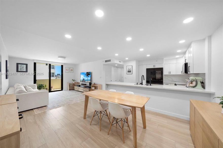 Experience prime Miami Beach living in this fully reimagined oceanfront penthouse, where no detail has been overlooked at The Georgian. This impeccably renovated 2-bed, 2-bath plus sunroom showcases a seamless blend of modern design, high-end finishes & fixtures. A complete top-to-bottom renovation elevates the home with porcelain flooring, raised and smoothed ceilings, and all-new impact-resistant windows and doors. The open layout allows for an abundance of natural light and the wraparound terrace showcases ocean vistas and stunning city sunsets. The designer kitchen features custom cabinetry, quartz countertops, and a suite of premium appliances and fixtures, enhanced by elevated conveniences including a reverse osmosis water filtration system. Updated bathrooms feature a wide soaking tub, an oversized walk-in shower, artisan tile work, and a Toto Washlet bidet. Smart home integration elevates everyday living with fully automated lighting and motorized window treatments, all voice-controlled and customizable, while advanced high-speed wiring ensures seamless connectivity. Building has passed the 40 year recertification!
The Georgian offers top-tier amenities: Beach Service (2 chairs + 1 umbrella), 24-hour front desk and security, pool, gym, sauna, pickleball, 1 covered parking space. Direct access to the beach & boardwalk and steps from Lincoln Road’s shops and restaurants, the Convention Center, Española Way, New World Symphony, and so much more. NO PETS.