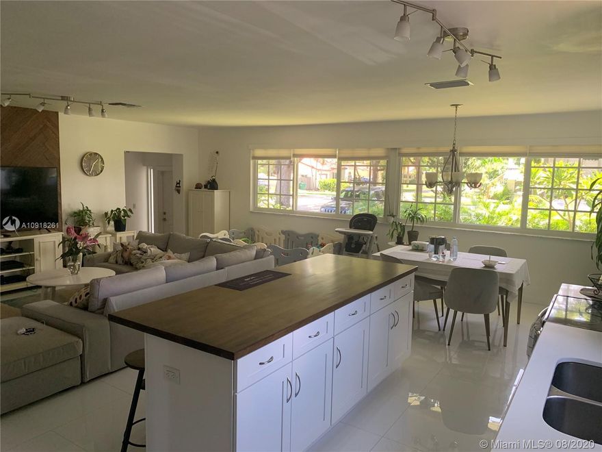 Fall in love with this beautifully renovated 3/2 house and its bright and modern living area.
Offers an open floor plan, 8 ft. Kitchen island ideal for entertaining. White quartz counter top, wood cabinetry with soft close draws, new appliances, impact windows, porcelain & wood flooring. Master bedroom with dual sink, standup shower, walk in closet. Screened in Florida room with laundry room, Huge fenced-in back yard with a brand new pool and outdoor area. Located in El Portal with their own police department. Alarm system. Amazing neighborhood, tree lined streets, close to downtown Miami, 95 and the beaches. Many great restaurants, grocery and shopping areas nearby. Available right away. Fast Approval