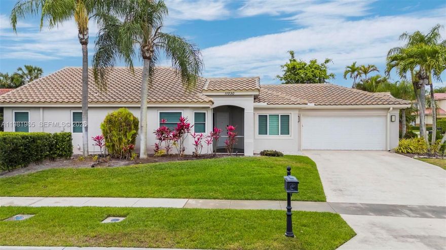 Discover this beautifully updated 3-bedroom, 2-bath home located in the highly desirable Mission Bay community. The home features a modern kitchen with quartz countertops, stainless steel appliances, ample cabinetry, an eat-in area with bar seating, and a formal dining space perfect for entertaining. Brand-new waterproof vinyl flooring runs throughout the home, complemented by built-in closets, modern zebra window treatments, and blackout shades in the primary suite. The property has been freshly painted inside and out and includes ALL IMPACT WINDOWS AND DOORS, NEW MODERN LIGHT FIXTURES, epoxy garage flooring, and a BRAND-NEW ROOF. The screened patio features a BRAND-NEW SCREEN, creating a perfect space to relax or entertain. Residents enjoy access to Mission Bay’s resort-style amenities, including a fitness center, heated pool and spa, tennis courts, pickleball, basketball courts, and playgrounds. The HOA covers basic cable, internet, and access to community amenities. Ideally located within a top-rated school district and just minutes from shopping, dining, entertainment, and Boca Raton’s beautiful beaches.