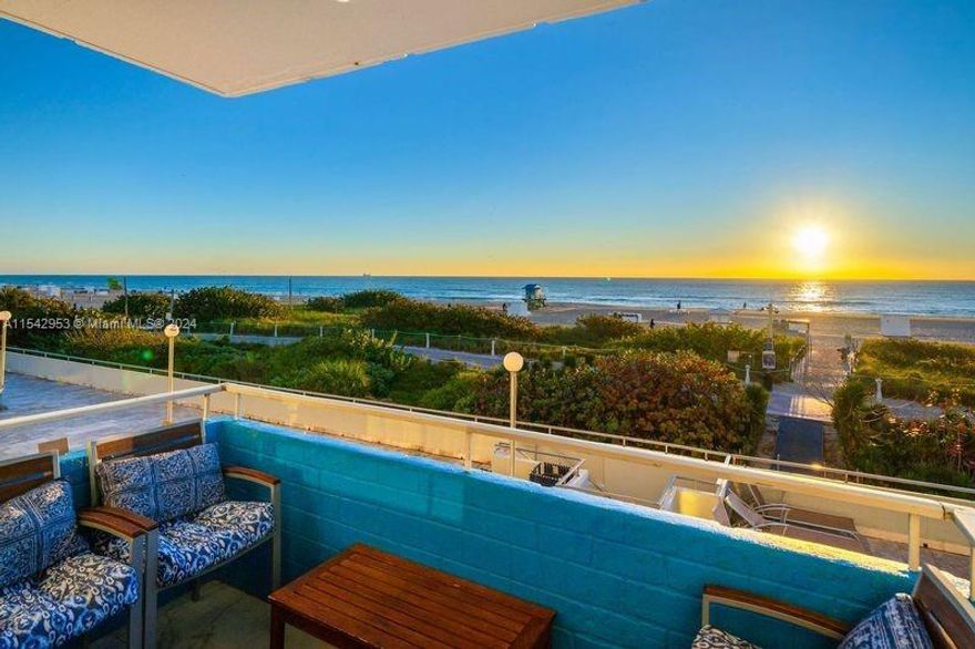 Beautifully Fully Updated and decorated 1bed, 1bath located in South of Fifth. Enjoy Sunrise every morning with a cup of tea or coffee in this Ocean Front Condo. Simply Walk a few steps down to the Beach. This is in the Truly Miami Beach Lifestyle in the Heart of SOFI. This location allows you to walk and enjoy shopping, best top restaurants, active lifestyle, nightlife and more fun. This Condo is set in a quiet building with everyday views of the Sunrise, hear the waves from the bedroom and balcony. Open floorplan with an open kitchen, and a private bedroom. This is perfect for someone looking for a place to enjoy Beach Life. First time buyers and secondary homeowner's welcome. Ready to Close and Move in to enjoy.