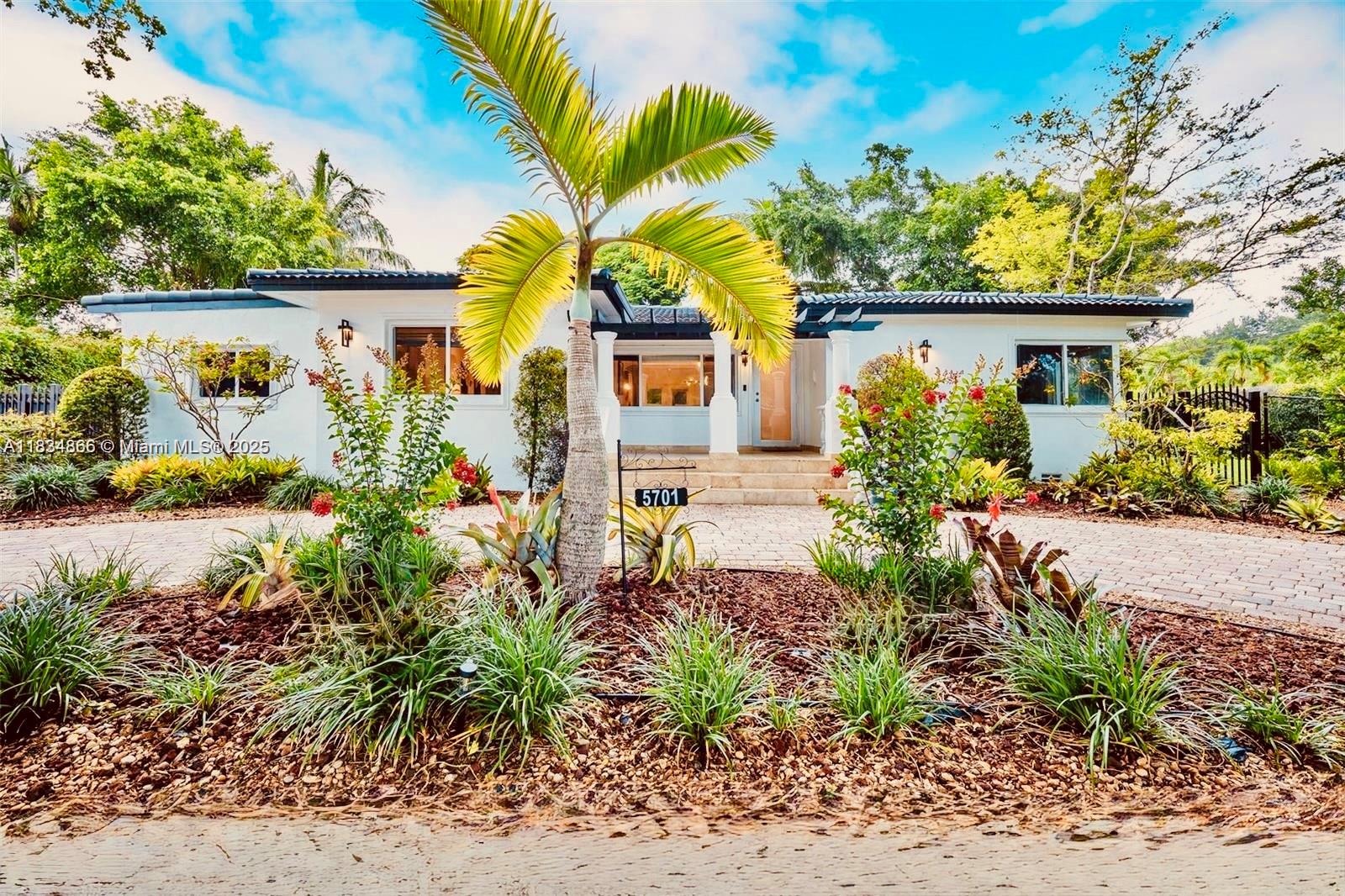 Spanish-Mediterranean home situated on a 12,000 SF double corner lot 1/2 mile from the Biltmore hotel & 1 mile from University of Miami. This 4 bedroom/2 bath residence+1 Cabana Bath features soaring ceilings & abundant natural light. A brand new Italian style kitchen boasts Calacatta Quartz countertops, sleek cabinetry & new GE-Cafe appliances. Updated PVC plumbing & electric, wood & porcelain flooring throughout this home, the French doors open to a gated & fenced huge backyard oasis & a pool, surrounded by large oak trees. A semi-circular paver driveway provides ample off-street parking space for up to 8 cars +1 boat. This home has the old elegance & charm of Schenley Park/Coral Gables combined with all the modern upgrades in an unbeatable location. A-rated schools.