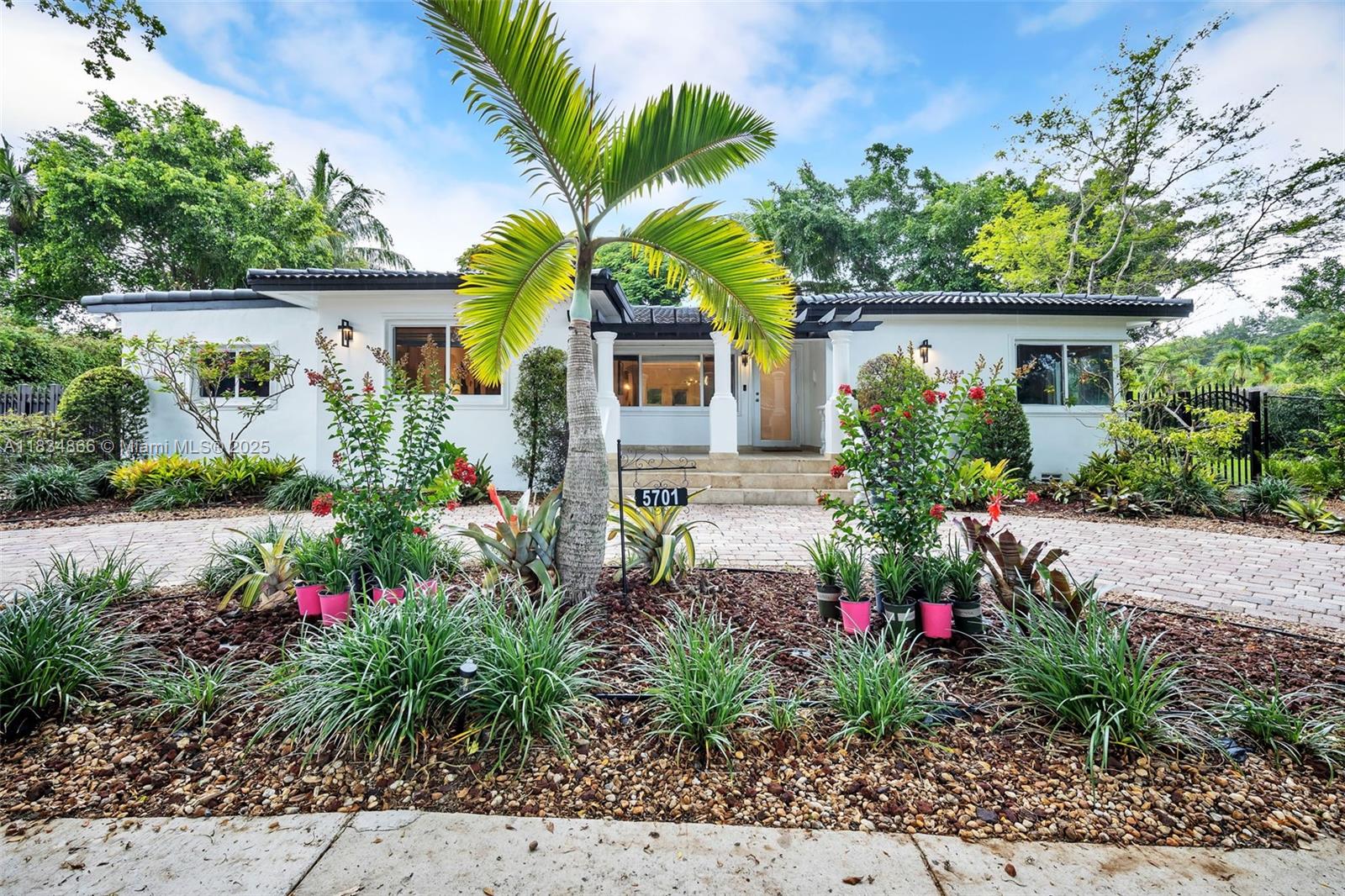 Elegant Spanish-Mediterranean home situated on a 12,000 SF double corner lot 1/2 mile from the Biltmore hotel & 1mile from UM. This 4 bedroom/2 bath residence+1 Cabana Bath features soaring ceilings & abundant natural light. A brand new Italian style kitchen boasts Calacatta Quartz countertops, sleek cabinetry & new GE-Cafe appliances. Beautiful wood & porcelain flooring throughout and updated bathrooms. French doors open to a tropical backyard oasis with a sparkling pool, open-air patio with lush landscaping grounds. A semi-circular paver driveway & pool area provides ample off-street parking space for up to 8 cars +1 boat. This home has the old elegance & charm of Schenley Park/Coral Gables combined with all the modern upgrades in an unbeatable location. A-rated schools.
