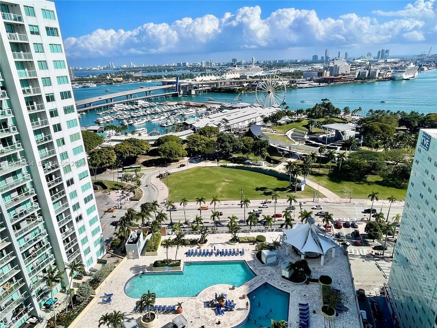 THE BRAND NEW SATIN PORCELAIN TILES ARE CURRENTLY BEEN  INSTALLED  AND THE PROPERTY WILL BE FULLY PAINTED. Beautiful condo in the heart of downtown Miami with amazing views from the 24th floor of the Biscayne Bay & Downtown, just across from Bayside and Bayfront Park. The unit has 2 bedrooms, 2 bathrooms, modern kitchen with stainless steel appliances. Luxury amenities include elegant lobby with concierge, game room, 2 business centers, 3 conference rooms, theater, gym, spa area with sauna and steam room, 4 stunning pools with a bar. Close to main highways, shopping, restaurants and beaches. The property will be ready the first week of May.