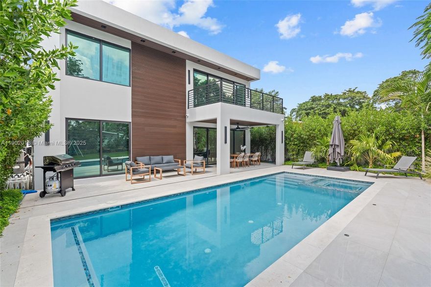 Experience modern luxury in this 5-bedroom, 5-full bathroom residence offering 4,000 square feet of living space, located between Aventura and North Miami. The home features open interiors with spacious indoor and outdoor living areas, a contemporary chef’s kitchen with premium appliances, and high-end finishes throughout. The backyard showcases a private heated pool surrounded by lush landscaping. The property is within walking distance of multiple synagogues, close to the new Brightline Aventura Station and Greynolds Park. Additional highlights include a spacious carport accommodating multiple vehicles, an electric vehicle charging station and the flexibility for short-term rental use. This property represents an opportunity to own a fully furnished luxury home in a prime location