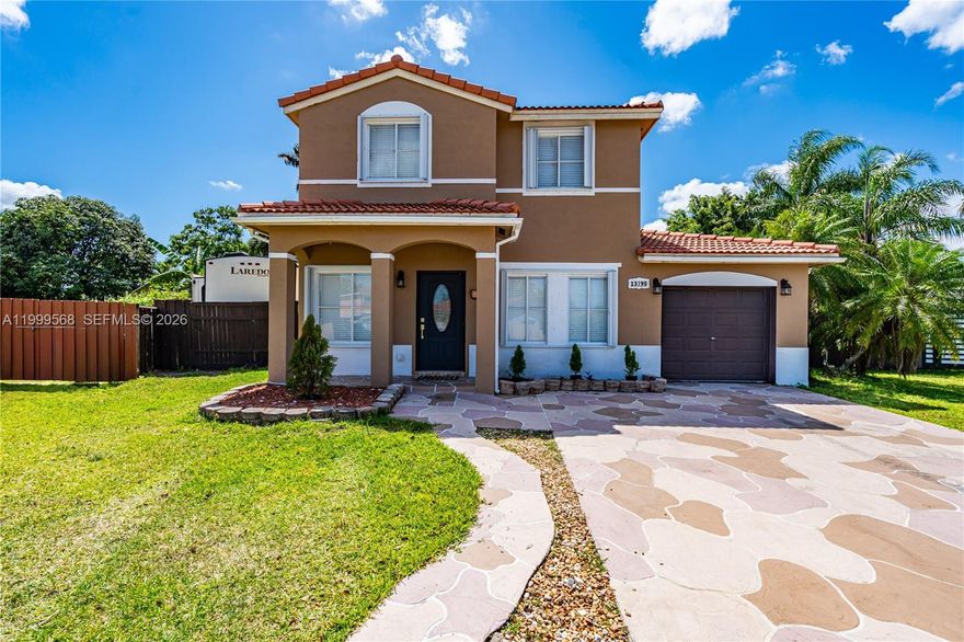 Welcome to your oasis! This stunning double-story home features 3 bedrooms and 2.5 bathrooms, bathed in natural light that accentuates its inviting ambiance. Boasting a spacious backyard retreat, complete with a shimmering pool surrounded by lush palm trees, creating a serene tropical paradise right in your own backyard perfect for relaxing or entertaining. Inside, a spacious kitchen awaits, adorned with ample cabinet space and a convenient breakfast bar, promising culinary delights and cherished memories. Welcome home to comfort, style, and endless!