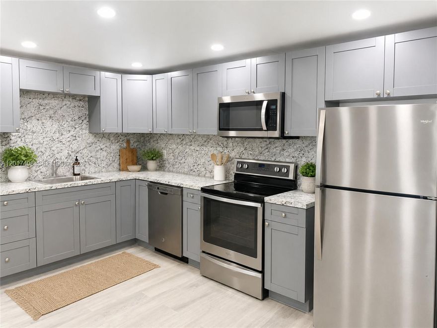 Completely remodeled, this spacious unit offers 2 bedrooms and 2 COMPLETE bathrooms, newer stainless-steel appliances, new roof, new IMPACT WINDOWS for ease of mind during hurricanes, safety, energy and sound proofing. Conveniently located on the first floor to avoid stairs and elevators plus storage room in unit. Freshly painted building has one assigned parking and plenty of guest parking in a gated community with nightly security guard. No water bill!!! Conveniently located close to US-1, the Turnpike, shopping centers, and hospitals. Perfect for owner-occupancy or as an investment property.