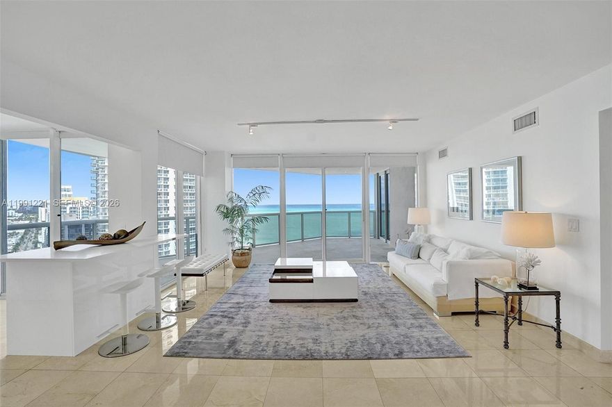 Be amazed by direct ocean and intracoastal views of this spacious, bright and remodeled unit. Furnished and equipped. Open-concept living space. Floor-to-ceiling sliding doors provide access to an oversized 330sqft balcony. Open contemporary kitchen with peninsula, white lacquered soft-close cabinets, brand new stainless steel appliances, and white quartz countertops, Laundry inside. Split floor plan provides privacy. From your king bed, enjoy direct beach/ocean views through floor-to-ceiling glass wall and intracoastal waters through a wide glass door. Contemporary bathrooms. Beach Service: Umbrellas, Lounge Chairs, Children Play Area, BBQ, Garden, Paddle/Surfboard-Bike Storage, Valet, Security24hrs. Close to Airport, South Beach, Brickell, Design District, Bal Harbor, Restaurants, Malls, Stores, Groceries. First month rent, 2 security deposit. A $1500 refundable deposit to the association. $250 cleaning fee