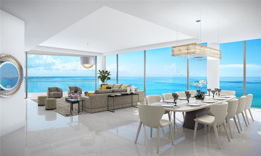 This is a Spectacular 5 bedroom South Corner Residence in the Brand New Estates at Acqualina Boutique Tower. Incredible open layout with State of the art Kitchen and top of the line finishes. It will be delivered as a fully furnished model designed by Luxury Living. Live the Acqualina Lifestyle with 5 Star and 5 Diamond award winning Service and Amenities.  Beach Club, Security, Doorman, Flow rider, Ice Skating, Bowling and Restaurants including AVRA, IL Mulino, Costa Grill and Ke-Uh.