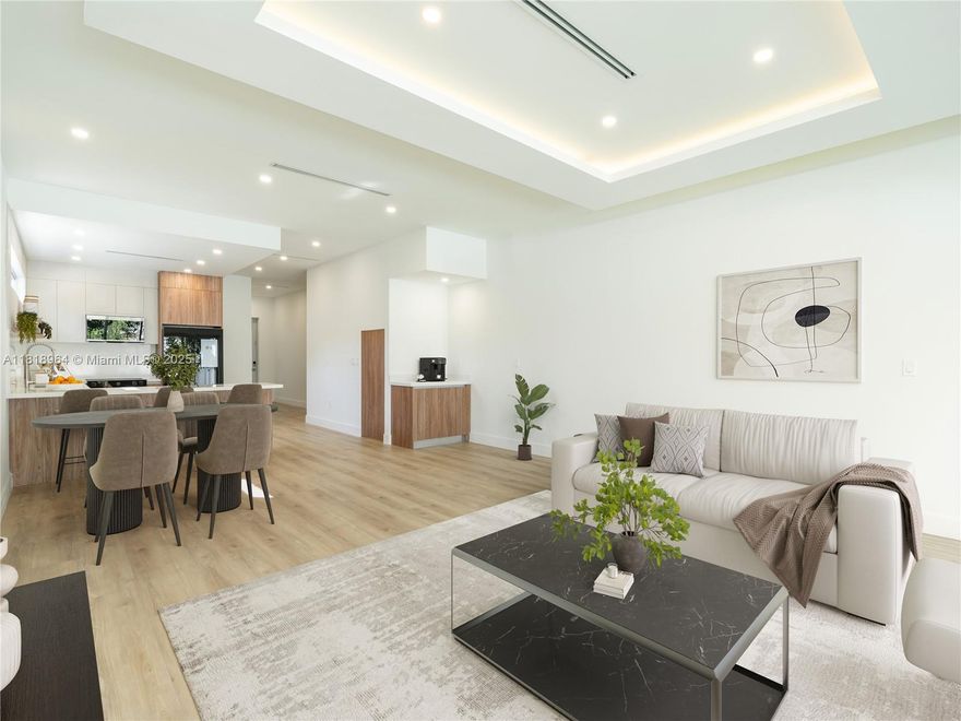 This newly built townhome offers over 2,100sqft, featuring 3 spacious bedrooms and 2.5 bathrooms, with all bedrooms and a convenient laundry room located upstairs. The open-concept design includes a large living room and a built-in bar or coffee station, perfect for entertaining. Enjoy the seamless indoor/outdoor feel with sliding doors that fully open to a fenced-in yard. The home is equipped with all impact windows and doors, new modern appliances, and a 1-car garage. Ideally located east of I-95, it offers easy access to major highways for added convenience.