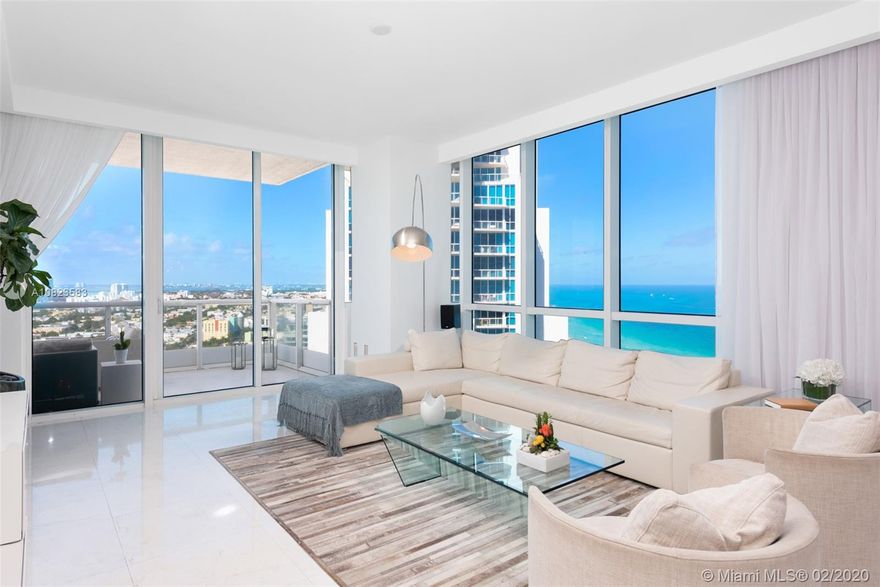 Enjoy beach life in this wonderfully updated 3/3/ unit in the luxurious Continuum!  Impeccable 27th floor views of the Atlantic, Fisher Island, South Beach and the downtown sky line. The kitchen was remodeled just one year ago and equipped with state of the art Miele and Sub-Zero appliances.  Life at the Continuum includes beach front services, multiple pools (including lap pool), fitness center and spa with daily classes and lighted tennis courts.  Dine at the the delicious, private Patio restaurant while watching your kids play on the beautiful green lawn!  The property is extremely secure and valet  makes parking easy for you and your guests (in addition to a dedicated space).  Also, enjoy the highly desirable restaurants of South of 5th, just steps away from the Continuum.