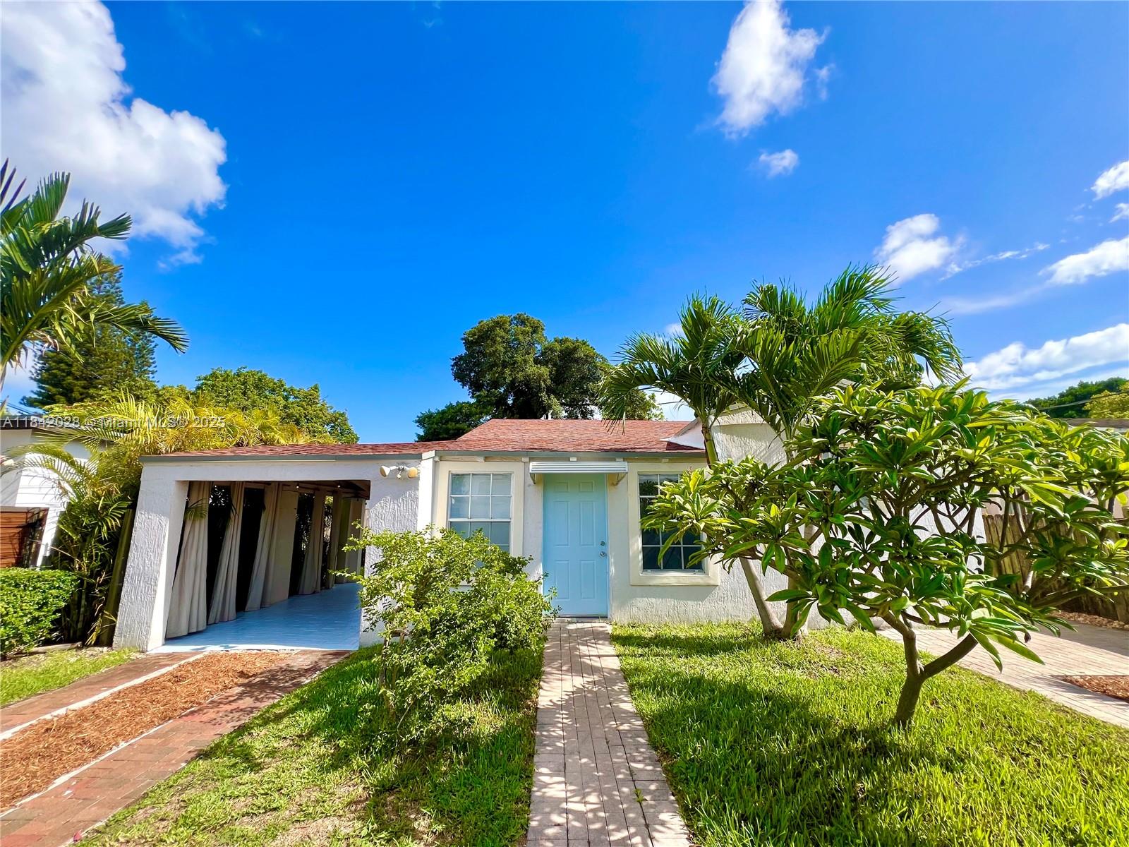 Completely remodeled home with a huge backyard! Freshly painted and move in ready. 2 Bedrooms, 1 Bathroom and a Den. The home has a beautiful gated entry for privacy and plentiful parking. Washer and dryer on site and tropical fruit trees throughout the yard. 5 minute drive from Wynwood and Midtown and 10 minutes from Miami Beach. Come see it today!