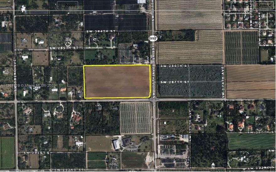 17.739 +/- Acres Prime Krome Avenue Corner. Paved Road Frontage on Two Major Thoroughfares: Krome Avenue and SW 288th Street. Lots of Potential in this Area of Rapid Growth. Property has Been Farmed and is Nicely Fenced. The Property is Zoned Agricultural and Has an Agricultural Exemption. Suitable for Row Crops, Grove, or Nursery. Lots of Future Potential. Frontage on Newly Four Laned Krome Avenue.