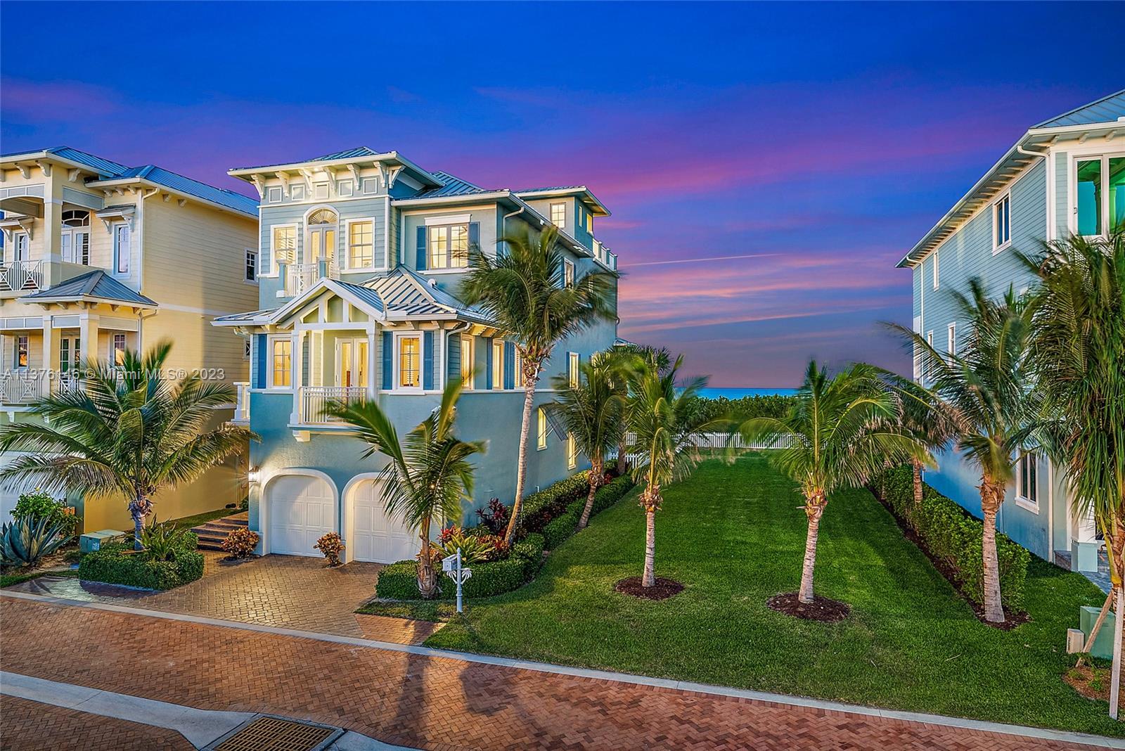Best Value South Florida OCEAN FRONT Beach Home ($3.395M) with 4,636 sq' & 6,068 total sq’. The adjoining ocean front lot is available for purchase. Enjoy wide ocean views and unique privacy! This four-story, four bedroom, three full, one-half bath home features a direct ocean Master Suite with: walk-in closets, dual sinks, rainforest shower, ocean view tub, private balcony and a third-floor midnight/morning kitchen. The main kitchen features Thermador appliances, custom cabinets, soft touch cabinets/drawers, spacious prep island, walk in pantry, wine cooler and breakfast bar. The ocean front living, dining and family room are adjacent to kitchen for a desirable Open Floor Plan. The convenient elevator connects all three levels.