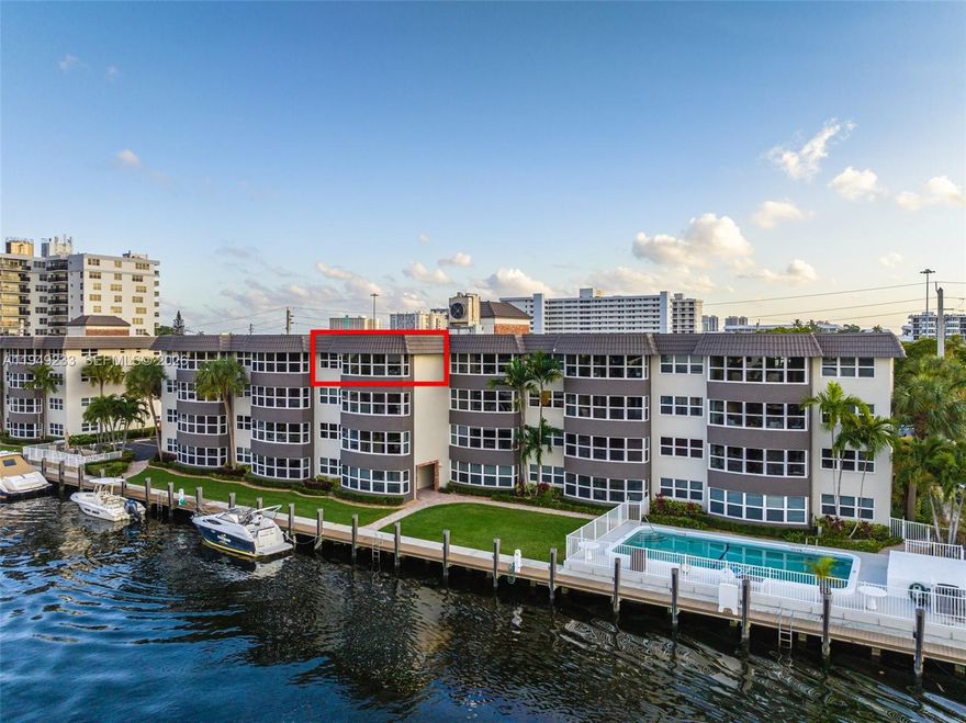This 2-bedroom, 2-bath waterfront residence is ideally located within approximately 600 feet of the Intracoastal Waterway, offering serene water views from the bay windows and a true coastal lifestyle. The spacious 1,300 sq ft unit features new quartz countertops in the kitchen and bathrooms, brand-new stainless steel appliances, impact windows, a walk-in closet in the primary suite, and additional storage. The pet-friendly community offers three pools, three BBQ areas, a fenced dog park with a tiki hut, and direct ocean access with no fixed bridges. Boat dockage for vessels up to approximately 50 feet is available for rent for anyone residing in the building. The building has completed its 40-year certification. Just steps from Lauderdale-by-the-Sea Beach, the fishing pier, dining, shopping, and entertainment, with easy access to FLL Airport and Port Everglades. The unit can be rented immediately. BTC accepted.