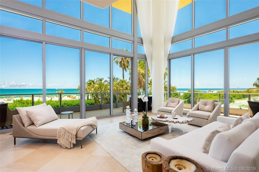 Located on world-famous Ocean Drive this one-of-a-kind 2-Story SE corner unit at Il Villaggio offers 3,540 SF of luxury w/oversized wraparound terrace & stunning direct views to the beach, Atlantic Ocean & Lummus Park. BEACH HOUSE 2 features a spacious open living, dining & family room layout w/floor to ceiling glass, +/-22” ceilings, streaming natural light and amazing ocean views. Boasts Jerusalem Gold limestone and rich hardwood floors, an elegant floating staircase & gourmet kitchen. Second floor ocean-facing master suite with sitting area, voluminous walk-in closet & his and her master bath w/walk-in glass/marble shower and Jacuzzi spa tub. Enjoy 5-Star Il Villaggio luxury amenities, 24 hr security, concierge, valet, beach service & more. Three assigned garage parking spaces included.