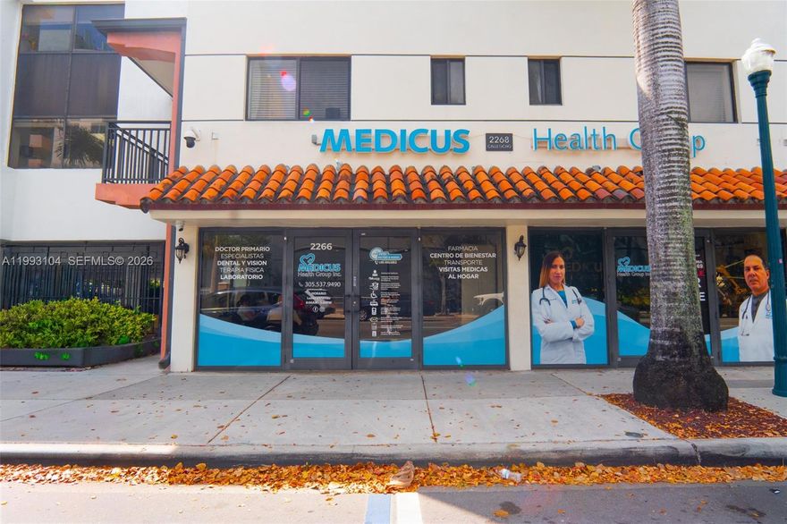 Turnkey ±1,200 SF ground-floor retail/medical office space located on busy SW 8th St (Calle Ocho). Second-generation buildout allows for immediate occupancy—perfect for medical, clinic, or professional office use. The property offers 10+ dedicated parking spaces, a rare feature in this corridor, with strong visibility and accessibility.