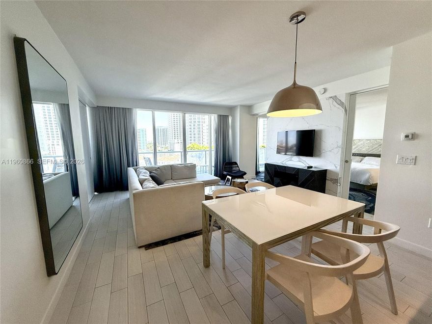 Oceanfront luxury living at its finest. Fully furnished, 2-bedroom/2-bathroom North facing residence offers floor to-ceiling garden, partial ocean and city views. An open layout, spacious balconies and stylish design round out this turnkey condo, complete with washer/dryer, full-size kitchen and top-of-the-line appliances. Enjoy resort-style amenities including 2 pools (east and west), AWAY Spa, fitness center, Living Room bar, Sushi Bar, Steak 954 and El Vez restaurants by Stephen Starr just an elevator ride away. No Rental Restrictions. Oceanfront resort style living at its finest. Fully furnished,                 2-bedroom/2-bathroom