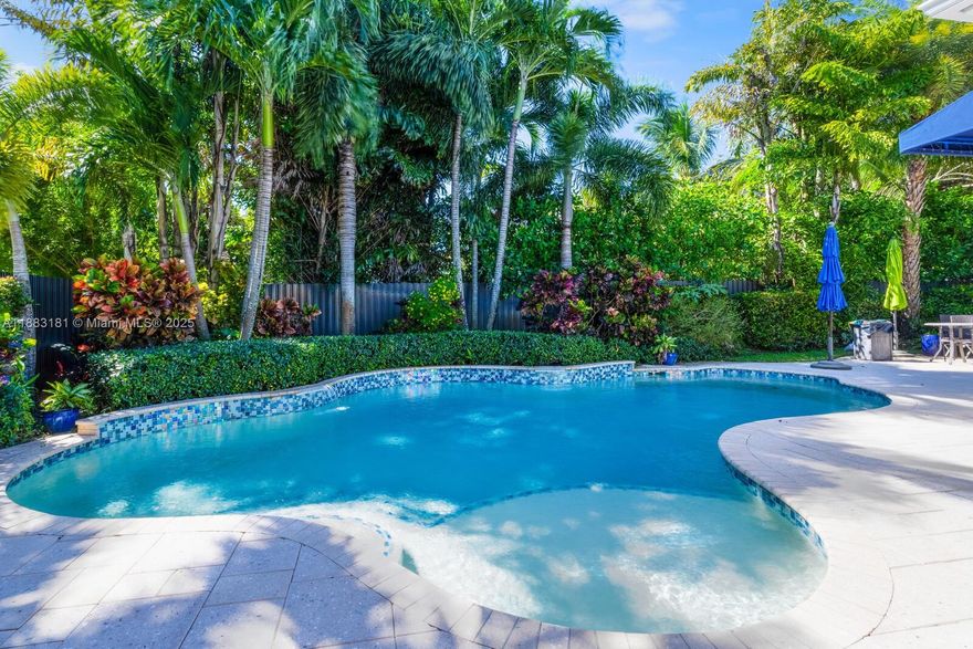 First time on the market in 57 years.  House has 3/2, 1 bedroom on the first level w/a 4th potential bedroom or living area making it ideal for growing families or those needing extra space. Spacious indoor laundry room w/built in cabinets.  Situated on a corner lot, the home features expertly maintained tropical landscaping that enhances curb appeal.  The outdoor area is highlighted by an exquisite salt water pool and large patio, perfect for relaxation, entertaining,and enoying the outdoors year round.  Inside,the kitchen has been updated w/modern amenities including large quartz counters,stainless steel appliances,Viking gas stove.  Hurricane impact windows and doors.  Updated plumbing and electric, a/c 2016.  LR area along w/dining area and a Florida room all on 1st level.