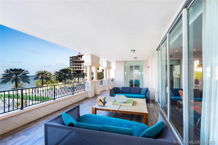 This luxurious residence at Fisher Island is a dream home! Spanning over 3800 SF, this magnificent waterfront unit graced by expansive wrap-around balconies is a haven for relaxation. Voluminous layout made perfectly for entertaining combined with a wine cellar that creates an intimate tasting area for wine lovers. Beautiful kitchen with a great informal eating space overlooking the water. Gorgeous built-ins throughout the entire unit, no details spared. Become a part of this exclusive lifestyle, with a private beach, marina, golf course, tennis courts, and much more...