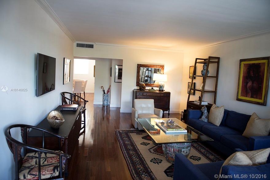 Large corner unit only direct neighbor on the same floor. Elegantly renovated with Brazilian Cherry wood floors throughout; modern baseboards and crown molding detail. 2 Master bedrooms both with walk in closets and en suite bathrooms. All 3 bathrooms have been remodeled with Bizzaza tiles in the master bath. Kitchen renovated with stainless steel appliances, granite counter tops and wood cabinets. Dining chandelier not included. There are 2 lovely parks within walking distance. Gym,heated pool, & MORE!!