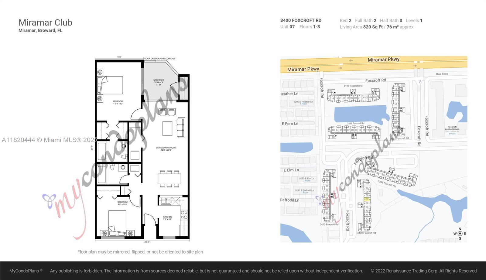 3400 Foxcroft Rd 107, Miramar, Broward County, Florida - 2 Bedrooms  
2 Bathrooms - 