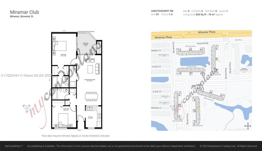 Great opportunity for investor! Beautiful unit in Miramar Club. First floor apartment 2 bedrooms, 2 bathrooms, washer, and dryer into the unit. Great location close to schools, shopping’s and the Turnpike. Tenant occupied until 05/14/2025. Price of rent: $1,950. **Unit is part of a bulk condo sales portfolio **
